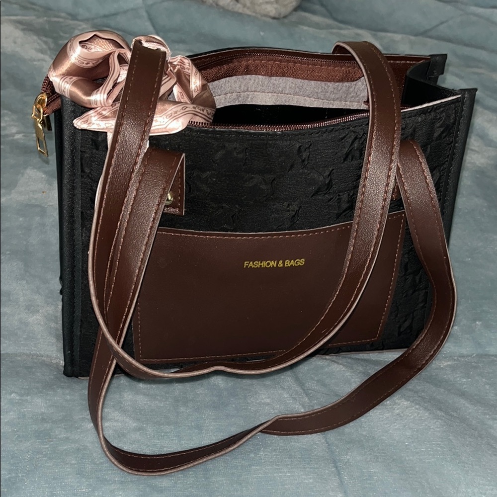 Elegant Brown and Black Tote Bag